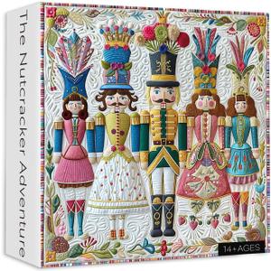 PICKFORU Nutcracker Adventure Puzzles for Adults 1000 Pieces, Patchwork Jigsaw Puzzles Embroidery, Hard Unique Textiles Puzzle,Soldiers Doll Toys Theme as Wall Art Decor
