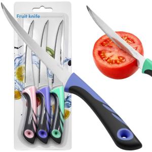 3 Pack Tomato Knife Set, Serrated Stainless Steel Paring Knives  Ultra-Sharp Tomato Slicers with Non-Slip Handles for Fruits, Veggies & Bread