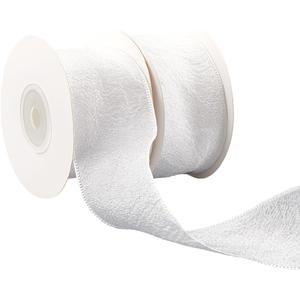 2 Rolls 20 Yards 1 5/8 Inch White Ruffle Trim Ribbon Soild Double Ruffled Edge Chiffon Silk Grosgrain Fabric Trimming Bulk with Spool for Sewing Making Crafts Gift Wrapping Wedding Bouquets