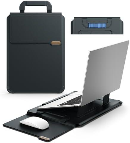 Nillkin 14 inch Laptop Sleeve with Handle (4-in-1), 2 Stand Modes, MacBook Sleeve with Adjustable Stand & Mouse Pad, Slim Laptop Case 14 inch for Samsung/Surface/HP/Chromebook/Dell 12-14'', Black