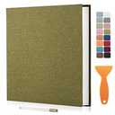 Large Photo Album Self Adhesive Scrapbook Album for 4×6 8×10 Pictures DIY Magnetic Linen Cover Album 60 Pages for Family Wedding Gifts with Metal Pen and Plastic Board