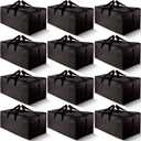 12 Pack Large Strong Moving Bags with Zippers & Carrying Handles - Water-Resistant - Heavy Duty Storage Tote for Space Saving Moving Storage, Fold Flat, Alternative to Moving Box (Black)