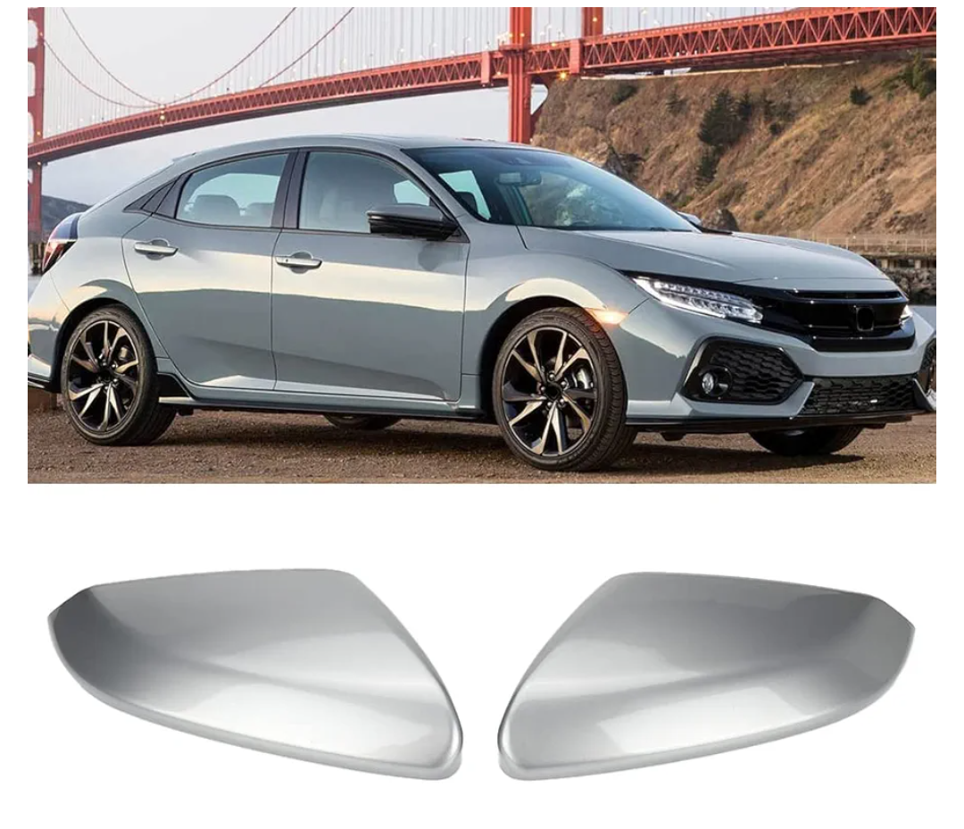 1 Pair Glossy Grey Side Mirror Cover Cap Housing Compatible with Honda Civic 2016-2019 2020 2021 Honda Insight 2019-2021, Direct Replacement