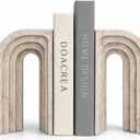 Decorative Bookends for Shelves  Heavy Duty Book Ends for Heavy Books, Stone-Inspired Composite Bookends, Non-Slip Base, Modern Home Office Decor, Gift Box Included, Set of 2