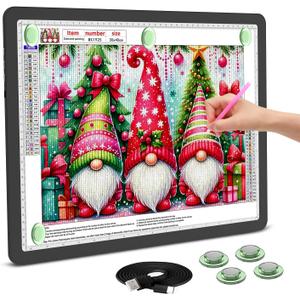 Rechargeable A3 Light Board for Diamond Painting, 5600 Lux Tracing Light Box with Side Physical Buttons, 3 Colors and 6 Levels of Brightness, LED Light Pad for Diamond Art, Drawing, Weeding Vinyl (Black)