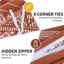 Quilta Boho Duvet Cover King Size - 100% Cotton Red King Duvet Cover Set Bohemian 3 Pieces Soft Comforter Set with Zipper Closure 8 Corner Ties for All Seasons, Burnt Orange/White ((104"x90") King)