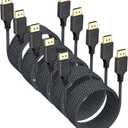 8K Display Port Cable 10 FT 5 Pack, DP Cables DisplayPort 1.4 DP Cord 10ft (8K@60Hz, 4K@144Hz, 2K@240Hz, 32.4Gbps) Compatible for Computer Monitor PC Gaming Laptop