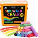 24 PCS Sidewalk Chalk for Kids - 13 Colors Bucket - Non-Toxic Washable Jumbo Chalks - Bulk Colored Set for Kids & Toddlers Outdoor Play, Chalkboard Art - Easy Carry & Mess-Free Storage