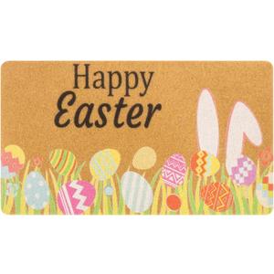 XuoAz Easter-Decorative-Welcome-Doormat Outdoor-Entrance Easter Bunny Door Mat Non Slip Coir Front Door Mats for Spring Home Decor 17" x 29"