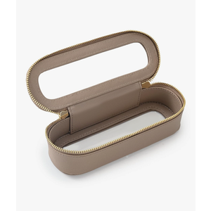 Aveniee Slim Clear Makeup Brush Bag, Small Cosmetic Brush Holder, Mini Toiletry Bag Travel Case for Women, Thin Make up Bags with Dual Zipper, Cute Travel Essentials Bag Organizer - Taupe