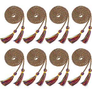 Trounistro 8 Pieces Graduation Cords Yarn Honor Cords with Tassel for College Graduation Students (Rainbow Color)
