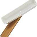 BESPORTBLE Rectangular Ceramic Plant Pot with Bamboo Saucer for Indoor Succulent Gardening Durable Decorative Flowerpot for Home and Office Use