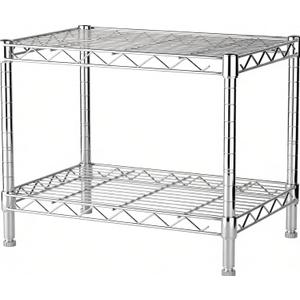 Xcity Storage Shelves, 2 Tier Heavy Duty Metal Shelving Unit with Wheels, 700 LBS Adjustable Steel Wire Shelf for Commercial, Pantry, Kitchen, Garage, 14" D x 24" W x 20" H, Chrome