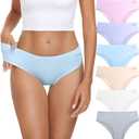 coskefy Women's Underwear Cotton Hipster Panties Low Rise Briefs Soft Strench Breathable Ladies Bikini Underwear 6 Pack (X-Large)