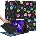 Wazzasoft for iPad Air 11 inch case with Keyboard M3/M2, Air 5th/4th Generation 10.9'', Pro 11 Case with Pencil Holder Folio Women Girl Cute Kawaii for Apple Tablet Cover Air 11 M3/M3, Paw