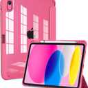 OKP Case for iPad 11th Generation 11-inch (A16) 2025, for 10.9'' iPad 10th Gen 2022, Slim Lightweight i Pad 11/10 th Gen Protective Cover with Trifold Stand, Auto Wake/Sleep, Clear PC Back Shell, Pink