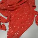 FEMLE Women Sparkly Off The Shoulder Sheer Mesh Tops Glitter See Through Long Sleeve Foldover Top Party Concert Outfits (Red, S)