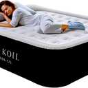 King Koil Pillow Top Plush Full Size Air Mattress with Built-in Pump for Home, Camping & Guests, 16" Inflatable Airbed Luxury Double High Adjustable Blow Up Bed, Waterproof, (Black)