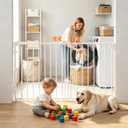 Pawtners No Bottom Bar Baby Gate for Stairs with Adjustable Width 31.5”-46”