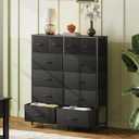 WLIVE Tall Dresser for Bedroom with 12 Drawers, Dressers & Chests of Drawers, Fabric Dresser for Closet, Living Room, Storage Dressers with Storage Drawers, Steel Frame, Wood Top, Charcoal Black