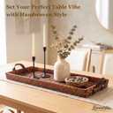 38" Extra Large Handwoven Decorative Tray with Handles | Handwoven Tray with a Sturdy Wood Base, Ideal for Dining Table Centerpieces, Console Tables and Stylish Home Decor