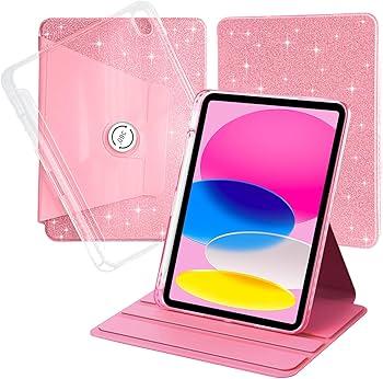 CACOE 360 Rotating Case for iPad (A16) 11th/ 10th Generation with Pencil Holder 2025/ 2022 11/ 10.9 inch, Shockproof Cover for iPad 11/ 10 Gen with Stand, Sparkle Pink