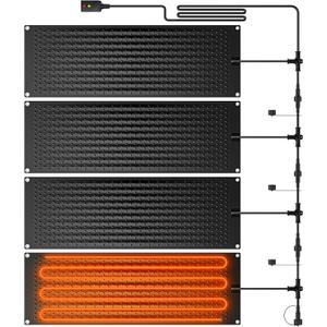 4 Pcs Heated Snow Melting Mats - 10 x 30 Inch Heated Outdoor Mats with 6.5 ft Power Cord, No-Slip Snow and Ice Melting Mat for Walkways, Electric Snow Melting Mats for Decks Sidewalks Driveway Stair