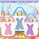 TURNMEON 3 PCS Easter Bunny Basket, Kids Easter Egg Hunts Bucket Tote Decorations Personalized Easter Baskets with Handle Candy Gifts Storage for Boys and Girls