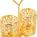 Kichvoe Golden Kitchen Utensils Holder Vintage Cutlery Cup Utensil Storage Organizer Counter Silverware Holder Fork Spoon Flatware Basket Organizer Decor for Home