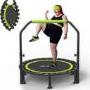 ZCMHAXJ Foldable Mini Trampoline, 48" Rebounder Trampoline for Adults & Kids, 450lbs Capacity with U-Shaped Adjustable Bar, Indoor Fitness Workout Exercise Equipment
