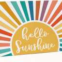 Boho Hello Sunshine Sign Canvas Wall Art Prints Painting Decor 1114 Inches, Colorful Sun Sunset Sunrise Sunshine Print Framed Artwork For Home Bedroom Living Room Girls Room