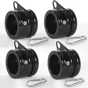 Flag Pole Rings, Aluminum Alloy Flag Pole Clips Swivels 360 Rotating Anti Wrap Mounting Ring with Carabiner, Flag Pole Kit Parts (:1 Inch -Pack of 4(Black))
