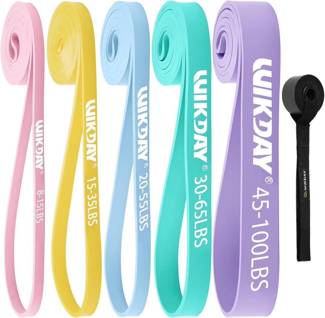 Resistance Bands, Pull Up Bands, Workout Bands for Exercise, Thick Heavy Resistance Band Set with Door Anchor, Elastic Bands for Body Stretching, Crossfit Training at Home/Gym Men & Women Women (Pastel Color(8-100LBS))
