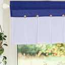 FUANGUI Valance Curtain 42" W x 18" L Linen Valances for Windows Kitchen Curtains Window Valances, Farmhouse Curtains Pleated Color Block Design with Coconut Husk Button Detail