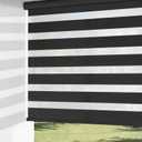 ChrisDowa Cordless Zebra Blinds for Windows, Dual Layer Free-Stop Light Filtering Window Roller Shades, Pull Down Privacy Zebra Shades for Home, Office, Bedroom, Door (34" W x 72" H, Black)