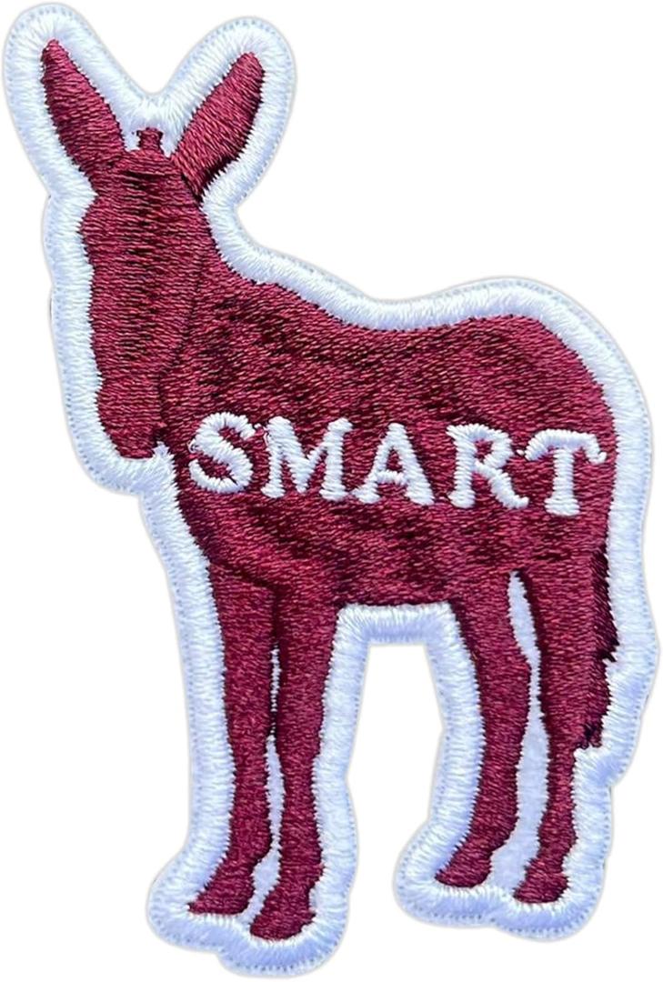 3 x Smart Ass Patch Iron On Embroidery Patch for Backpacks Hats Jeans Bags, Size 3" Sewing Patches, Sarcastic Animal Appliques for Clothes, Funny Embroidery Patches, Humor Adult Gift for Boy Girl
