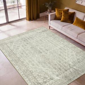 Keen Home Design 48"x72" Rug - Machine Washable Area Rug with Non-Slip Backing, Ideal for Living Room, Dining Room, Bedroom - Vintage, Easy Clean, Durable, Low Pile Rug - (4' x 6')
