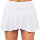 Womens Swim Skirt Swimsuit Bottom - High Waisted Bathing Suit Bottom Tummy Control Swim Skirt Layer Ruffle Bikini Skirt 2025 (Large, White 01)