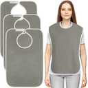 Utopia Towels 3 Pack Premium Unisex Adult Bibs for Elderly Women Men, Waterproof Bib for Eating, Adjustable and Washable (Grey)