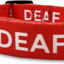 Deaf Dog Collar - Hard of Hearing Warning - Hearing Impaired Dog - No Limited Hearing for Small Medium Large Dogs (M, Red)