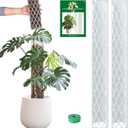 Sisher 2 Pack 16 Inch Plastic Moss Poles for Climbing Plants D Shaped Moss Pole Work with Sphagnum Moss Sticks for Indoor Plants, Moss Pole Monstera Plant Support,with Garden Ties