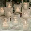 12pcs Large Votive Candle Holder, 2.7 * 3.5in Clear Glass Tea Light Candle Holders Bulk for DIY Wax Wedding Table Decor & Christmas Thanksgiving