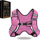 Weighted Vest, 6lb/8lb/12lb/16lb/20lb/25lb/30lb Weight Vest with Reflective Stripe, Weighted Vest for Men Women Workout Equipment for Strength Training, Running, Jogging, Fitness, Weight Loss (Pink with Bag)