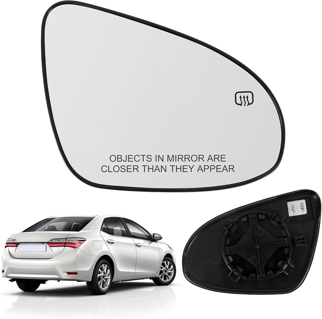 Compatible With Toyota Corolla 2014 2015 2016 2017 2018 2019, Passenger Right Side Mirror Glass, Heated Convex Side Rearview Mirror with Backing Plate
