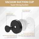 STWWO Suction Cup Hooks for Shower, Heavy Duty Towel Hooks for Bathroom Walls No Damage, Modern Shower Suction Hooks for Kitchen Wall, Glass, Mirror, Tile, Hanging Towels Robes, Black (2 Pack)