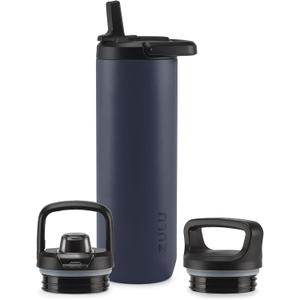 ZULU Base 24oz Stainless Steel Water Bottle with 3 Lids- Straw, Chug, Twist | Double Walled and Vacuum Insulated Metal Thermos | Fits Car Cupholder, Built in Carry Loop, Dishwasher Safe, Navy
