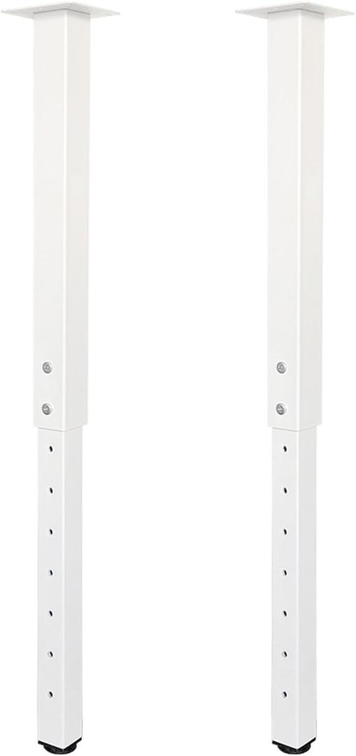 QLLY Adjustable Square Table Leg, 24-40 inch, 60-100cm, Home Office Custom DIY Table Legs, Furniture Leg Set (2, White)