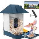 Bird Feeder with Camera,WiFi Outdoor Smart Bird Feeder Camera with Built-in AI Birds Recognition,Solar Powered,Auto Record Video by Cloud Storage,FHD Birds House with Cam,Ideal Gift for Dad and Mom (Navy Blue)