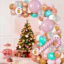 Christmas Gingerbread Balloon Arch Garland Kit, Xmas Pink Green Balloons with Foil Balloons for Christmas Party Decorations Xmas New Year Birthday Party Supplies