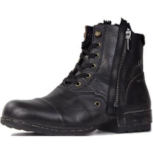 Mens Chukka Biker Cowboy Stylish Motorcycle Combat Hiking Fashion Casual Cowhide Leather Ankle Side Zipper Boots CD-5008-8-Retro-US-R, 10.5